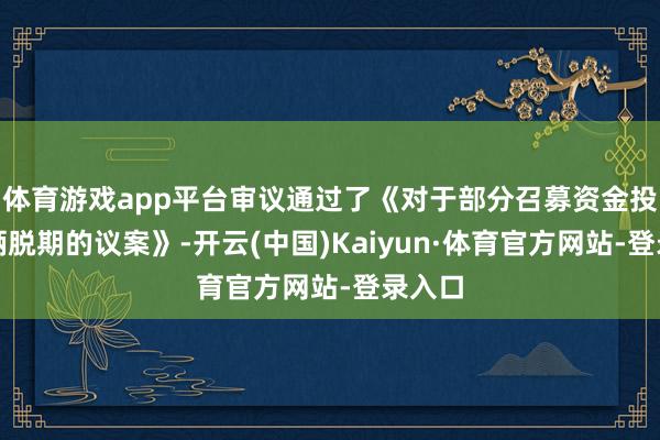 体育游戏app平台审议通过了《对于部分召募资金投资技俩脱期的议案》-开云(中国)Kaiyun·体育官方网站-登录入口