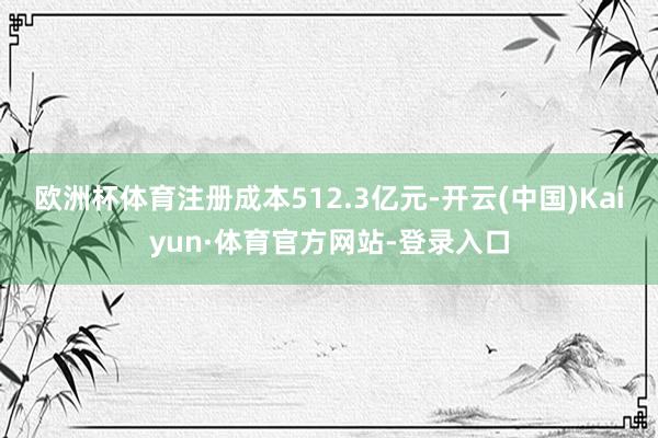 欧洲杯体育注册成本512.3亿元-开云(中国)Kaiyun·体育官方网站-登录入口